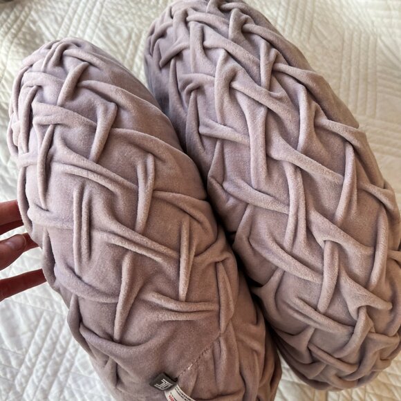 Urban Outfitters lilac / lavender round pintuck throw pillows (2) - Picture 2 of 9